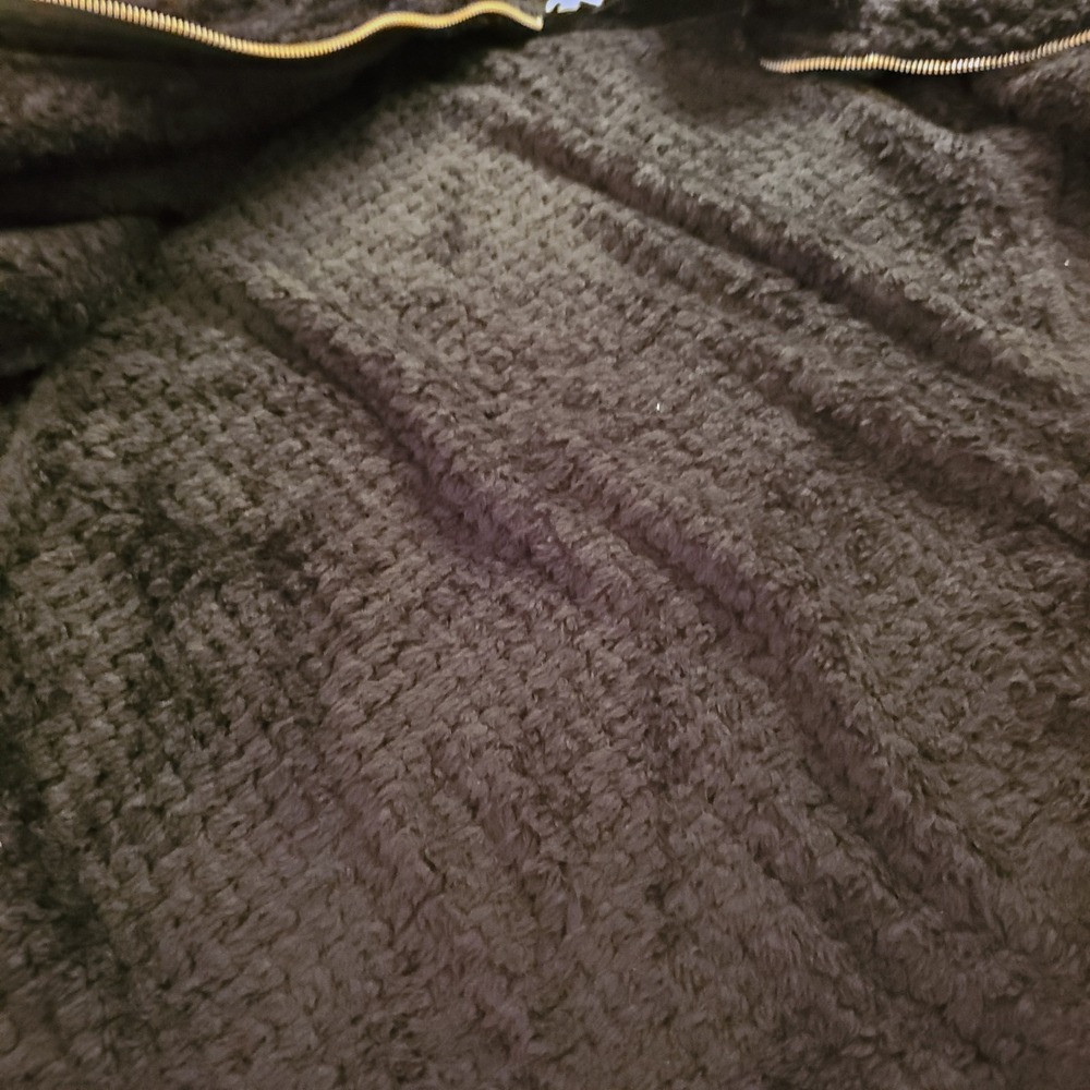 Anne Klein sz L black textured fleece jacket cozy classic warm elevated basic - Picture 10 of 13